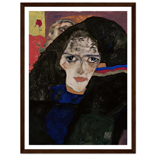 Mourning Woman (1912) Art Print | Egon Schiele - Framed Poster - 30x40 cm / 12x16″ - Black frame