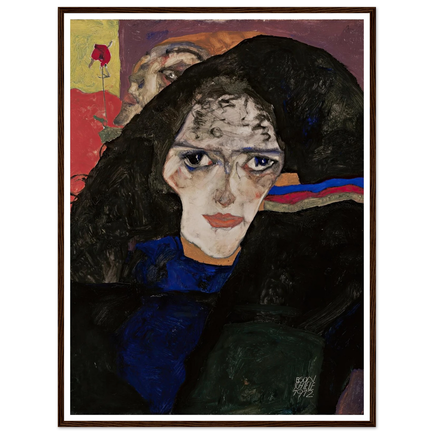 Mourning Woman (1912) Art Print | Egon Schiele - Framed Poster - 30x40 cm / 12x16″ - Black frame