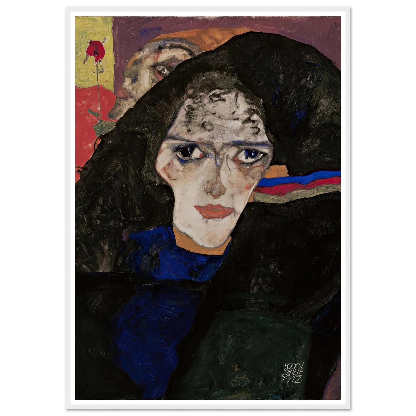 Mourning Woman (1912) Art Print | Egon Schiele - Framed Poster - 30x40 cm / 12x16″ - Black frame