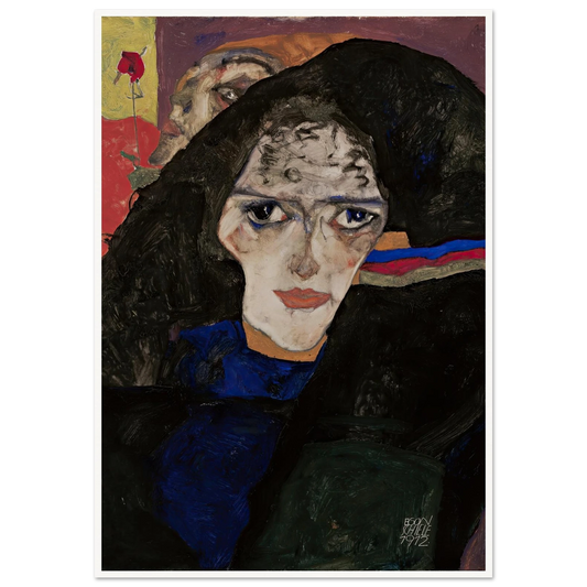 Mourning Woman (1912) Art Print | Egon Schiele - Framed Poster - 30x40 cm / 12x16″ - Black frame