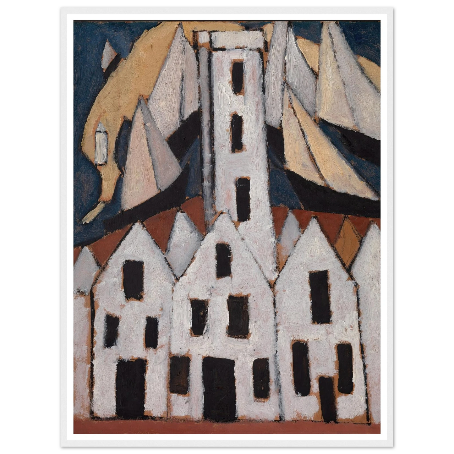 Movement No. 5, Provincetown Houses (1916) Art Print | Marsden Hartley - Framed Poster - 30x40 cm / 12x16″ - Black frame