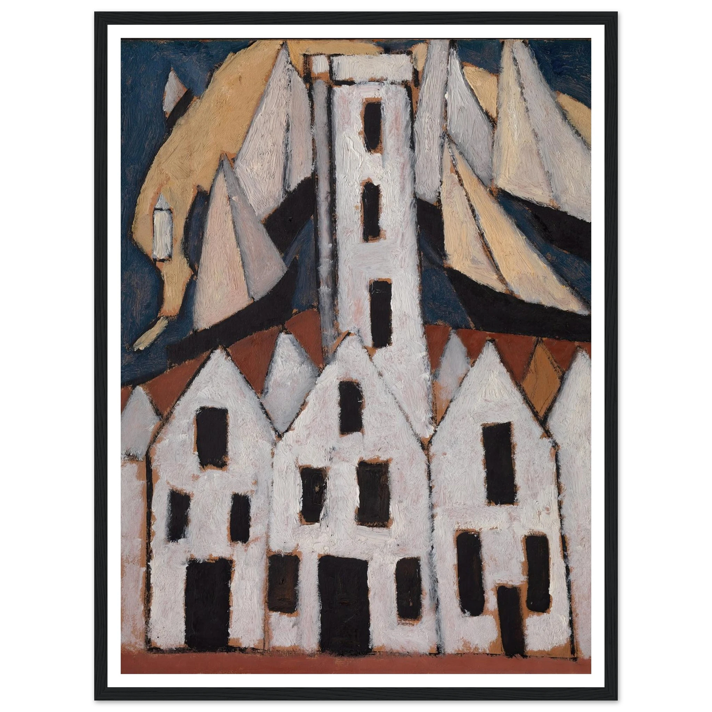 Movement No. 5, Provincetown Houses (1916) Art Print | Marsden Hartley - Framed Poster - 30x40 cm / 12x16″ - Black frame