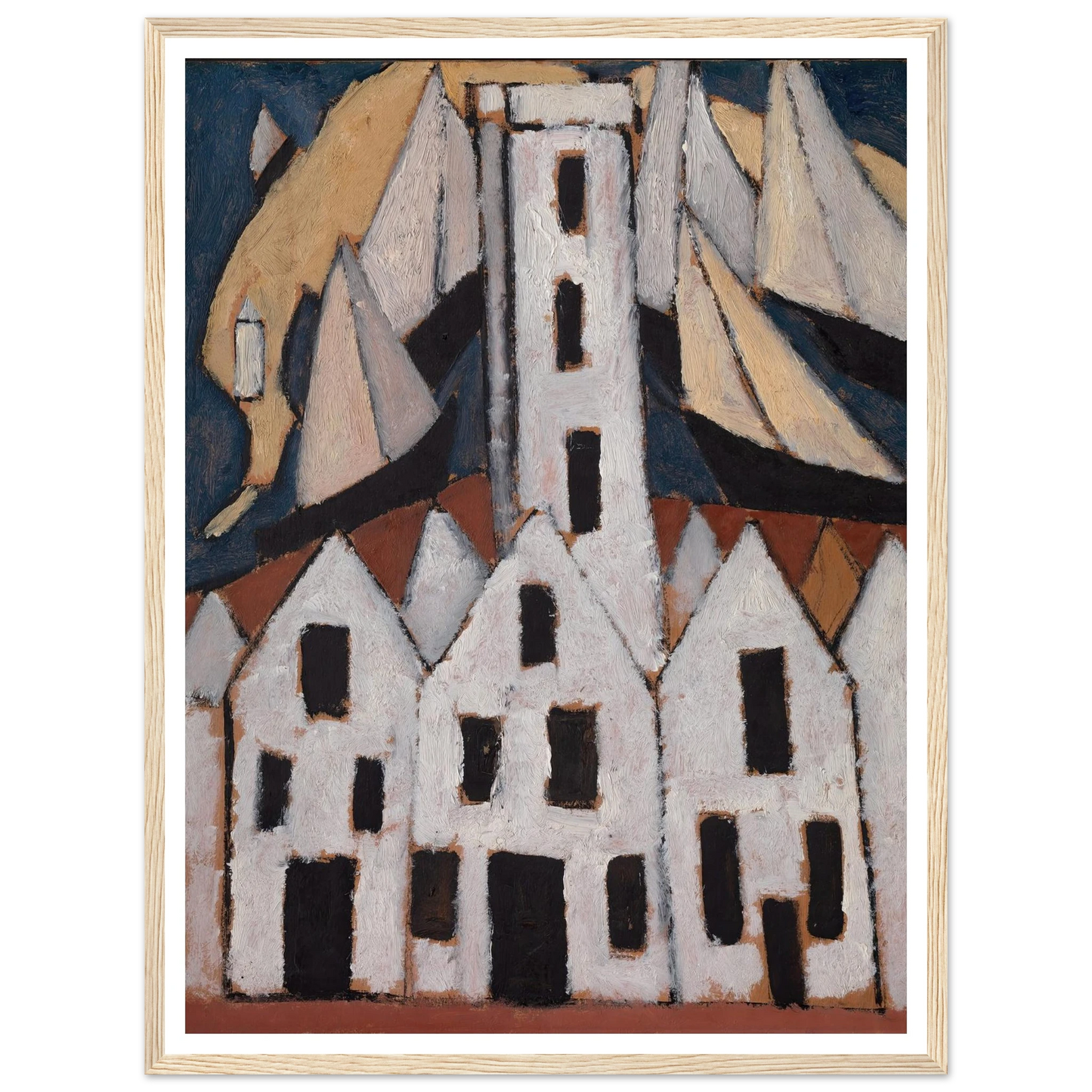 Movement No. 5, Provincetown Houses (1916) Art Print | Marsden Hartley - Framed Poster - 30x40 cm / 12x16″ - Black frame