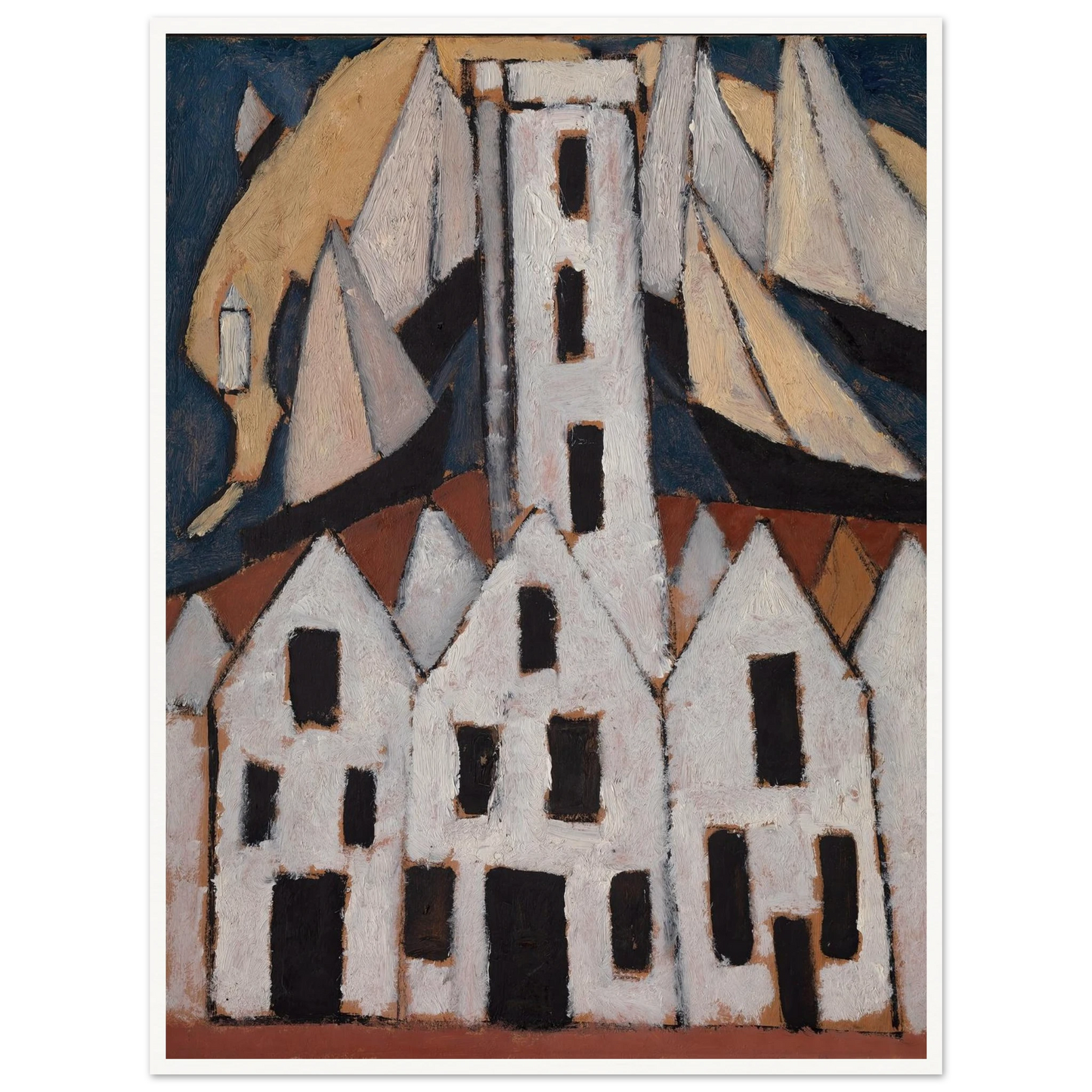 Movement No. 5, Provincetown Houses (1916) Art Print | Marsden Hartley - Framed Poster - 30x40 cm / 12x16″ - Black frame