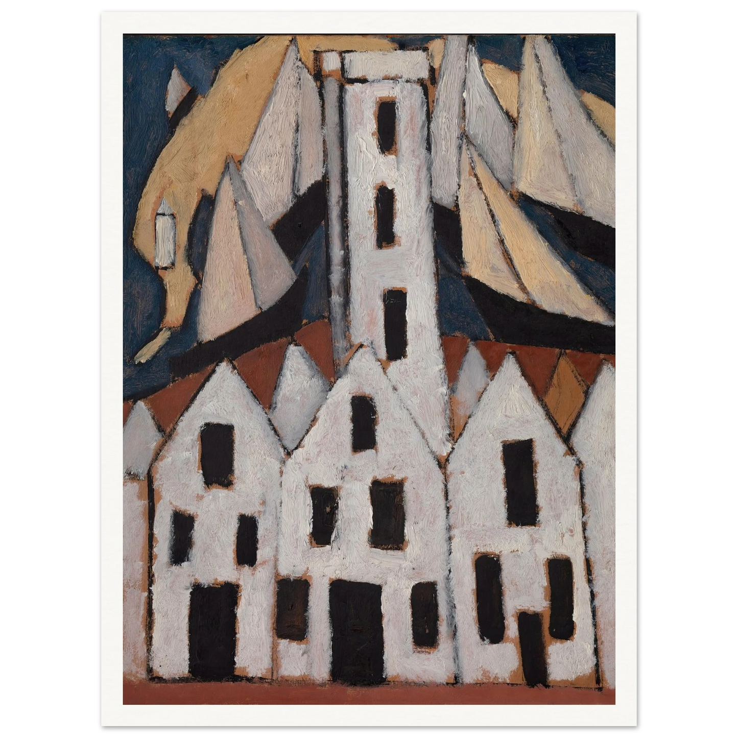 Movement No. 5, Provincetown Houses (1916) Art Print | Marsden Hartley - Framed Poster - 30x40 cm / 12x16″ - Black frame