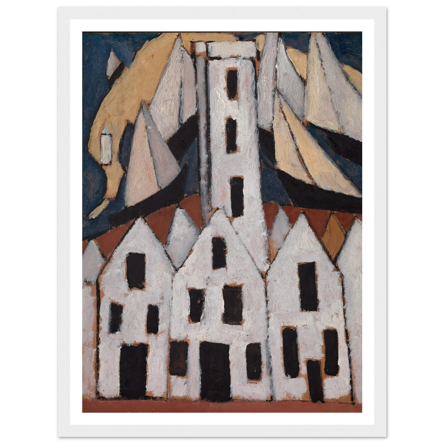 Movement No. 5, Provincetown Houses (1916) Art Print | Marsden Hartley - Framed Poster - 30x40 cm / 12x16″ - Black frame