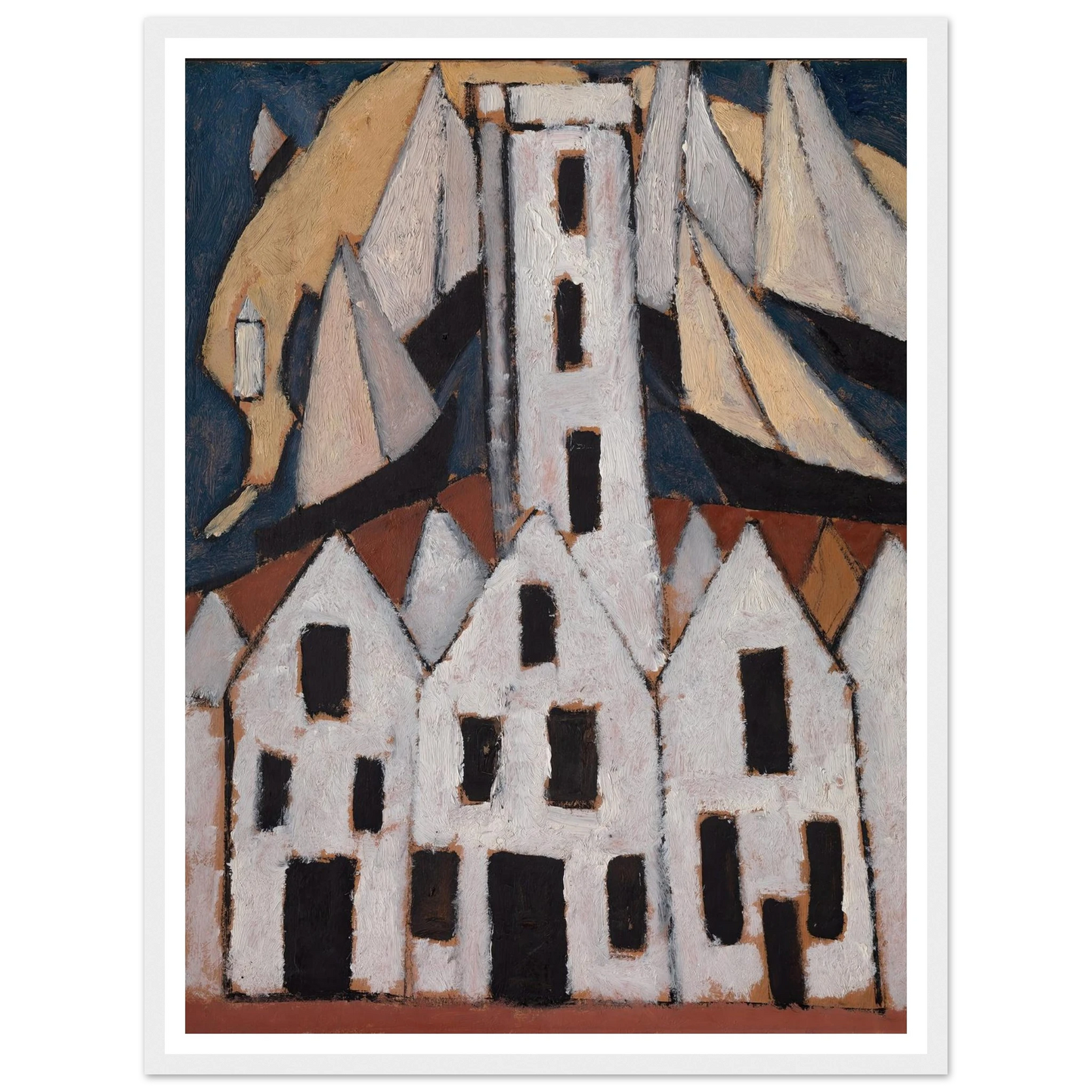 Movement No. 5, Provincetown Houses (1916) Art Print | Marsden Hartley - Framed Poster - 30x40 cm / 12x16″ - Black frame