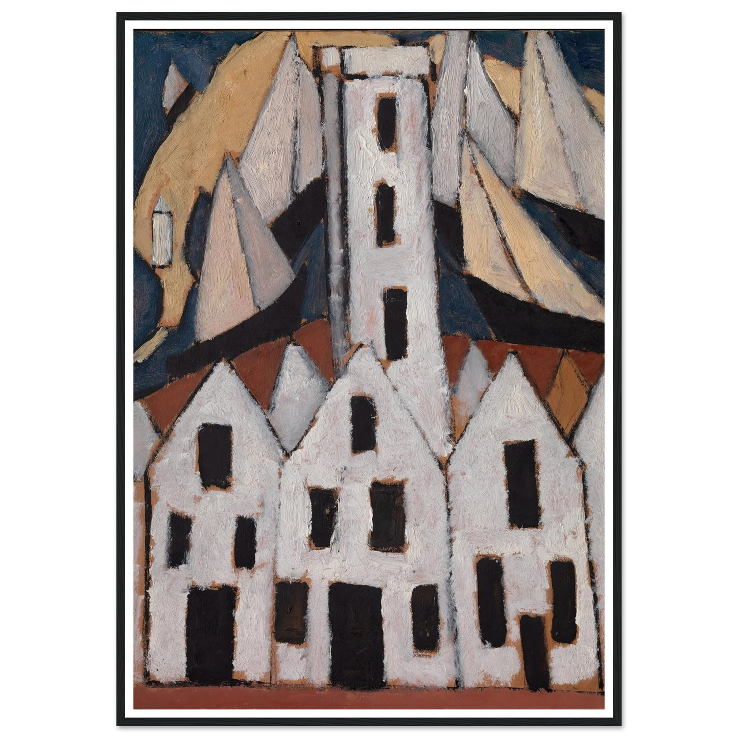 Movement No. 5, Provincetown Houses (1916) Art Print | Marsden Hartley - Framed Poster - 30x40 cm / 12x16″ - Black frame