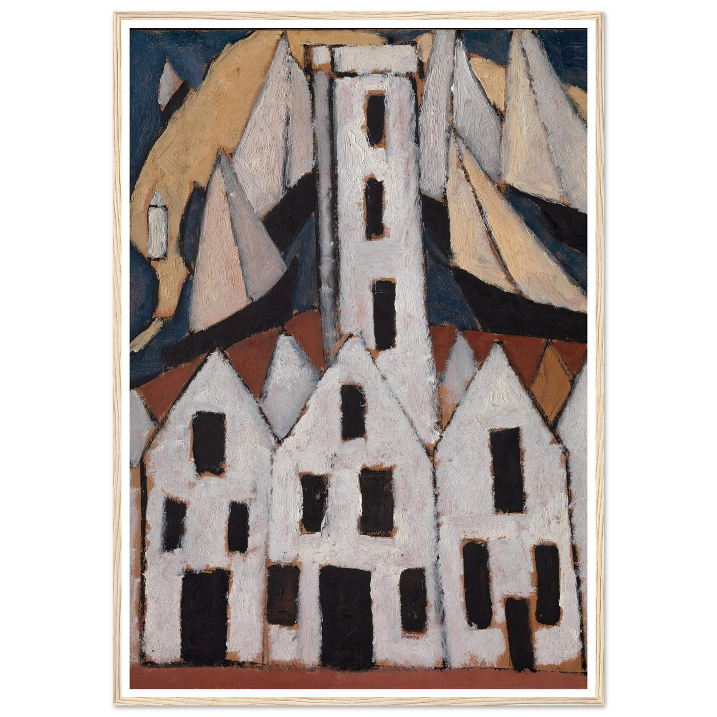 Movement No. 5, Provincetown Houses (1916) Art Print | Marsden Hartley - Framed Poster - 30x40 cm / 12x16″ - Black frame