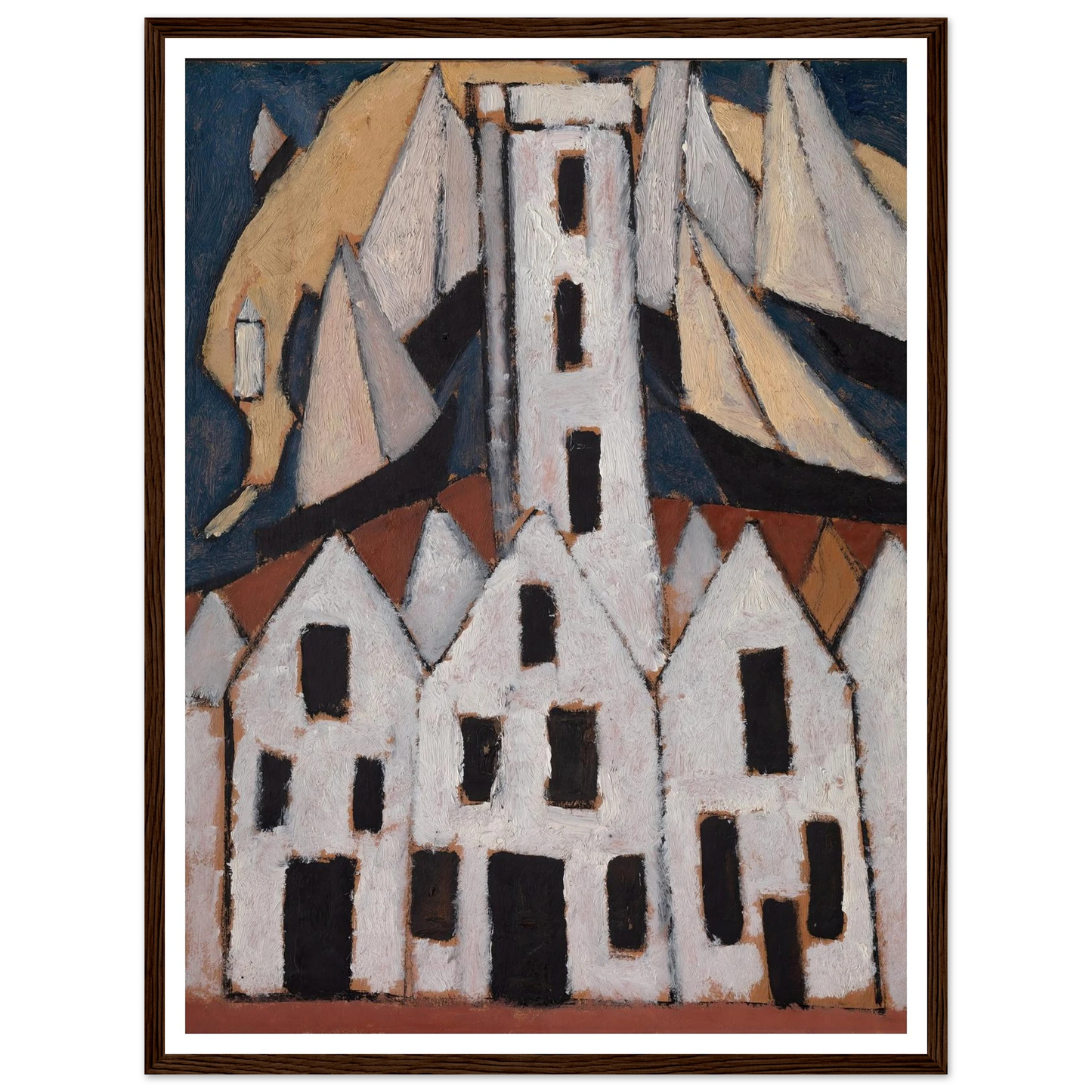 Movement No. 5, Provincetown Houses (1916) Art Print | Marsden Hartley - Framed Poster - 30x40 cm / 12x16″ - Black frame