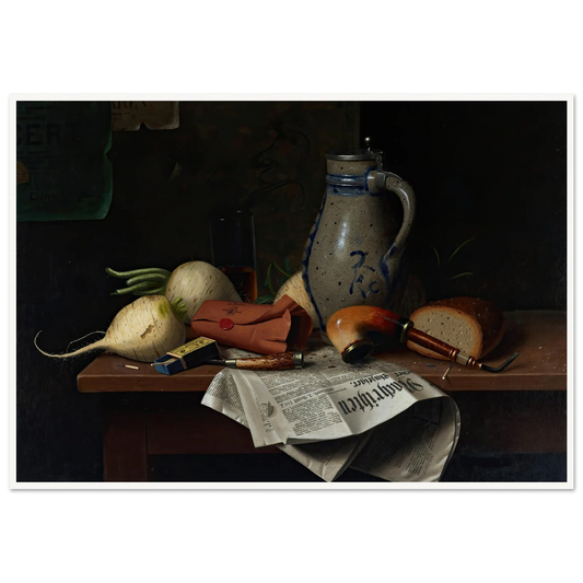 Munich Still Life (1882) Art Print | William Michael Harnett - Framed Poster - 30x40 cm / 12x16″ - Black frame