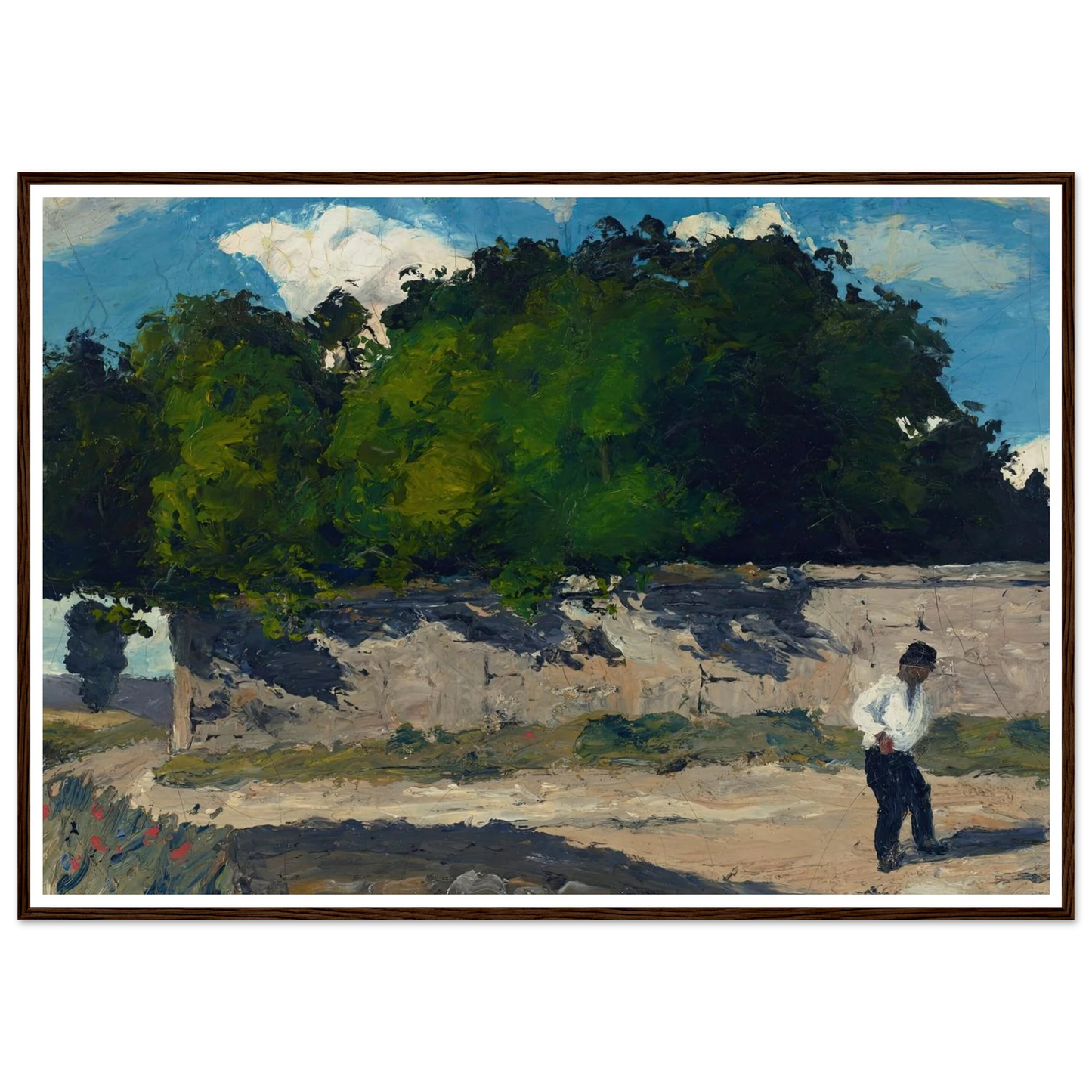 Mur de jardin (circa 1867-1868) Art Print | Paul Cezanne - Framed Poster - 30x40 cm / 12x16″ - Black frame