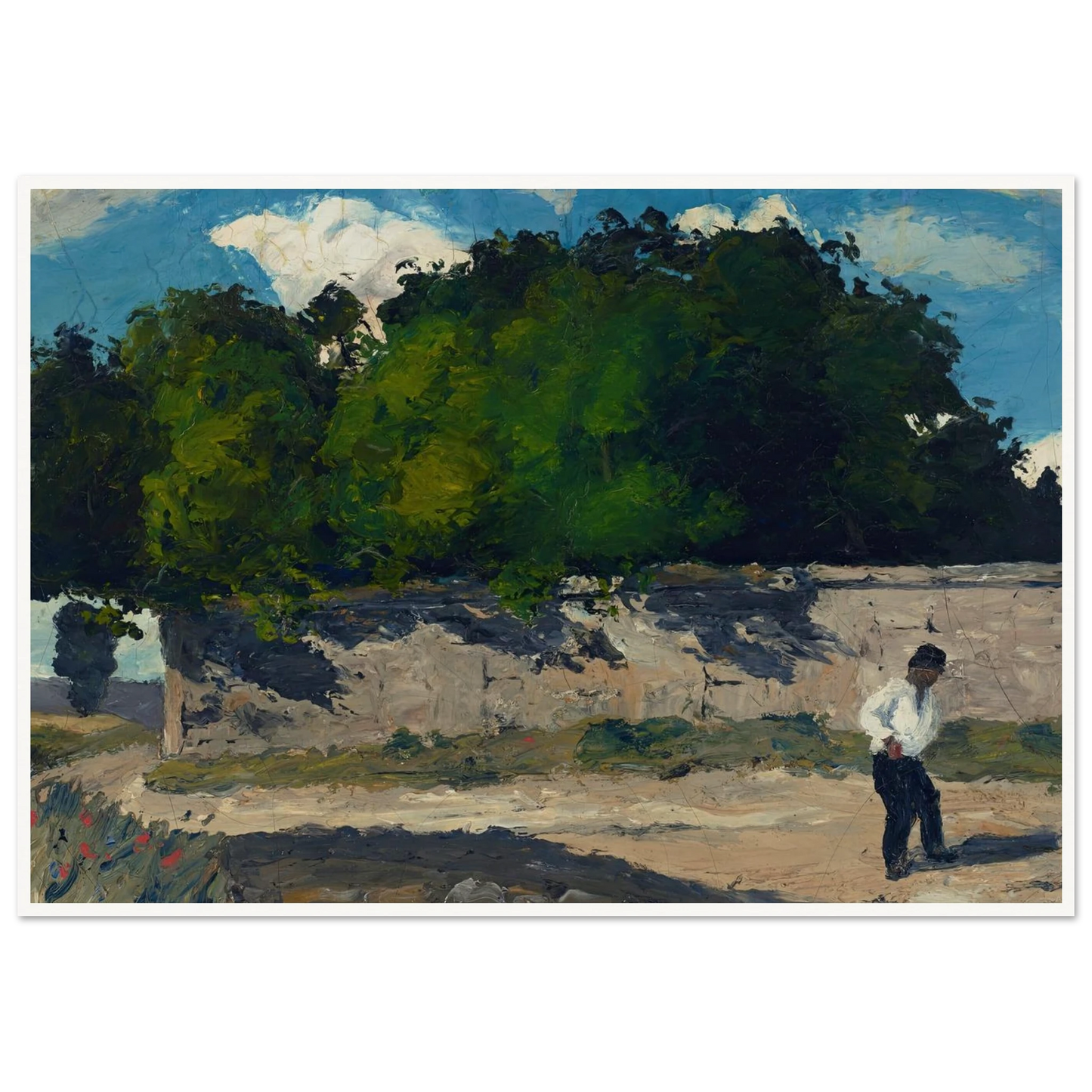 Mur de jardin (circa 1867-1868) Art Print | Paul Cezanne - Framed Poster - 30x40 cm / 12x16″ - Black frame