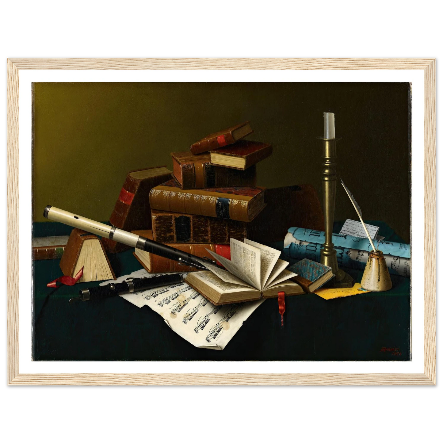 Music and Literature (1878) Art Print | William Michael Harnett - Framed Poster - 30x40 cm / 12x16″ - Black frame