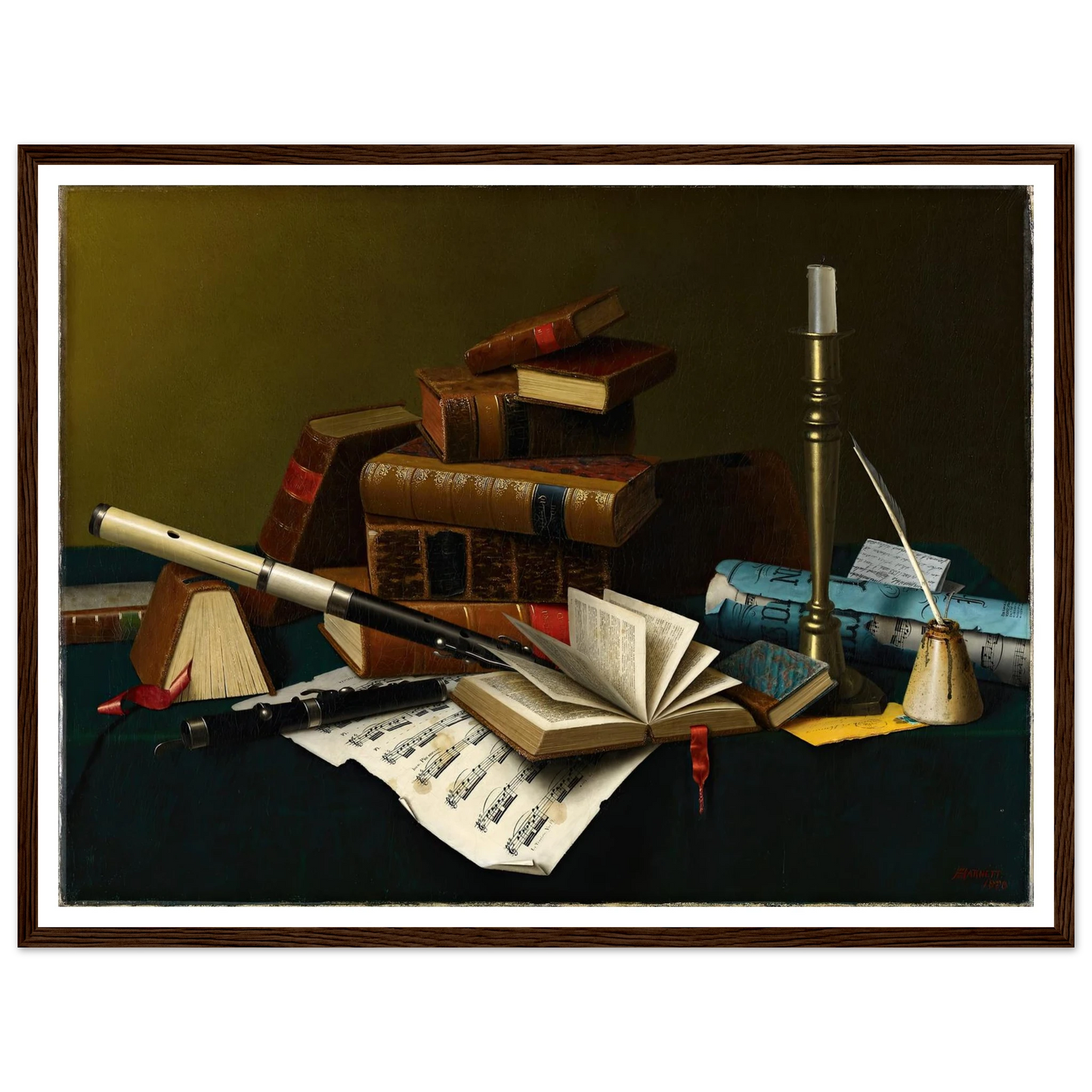 Music and Literature (1878) Art Print | William Michael Harnett - Framed Poster - 30x40 cm / 12x16″ - Black frame