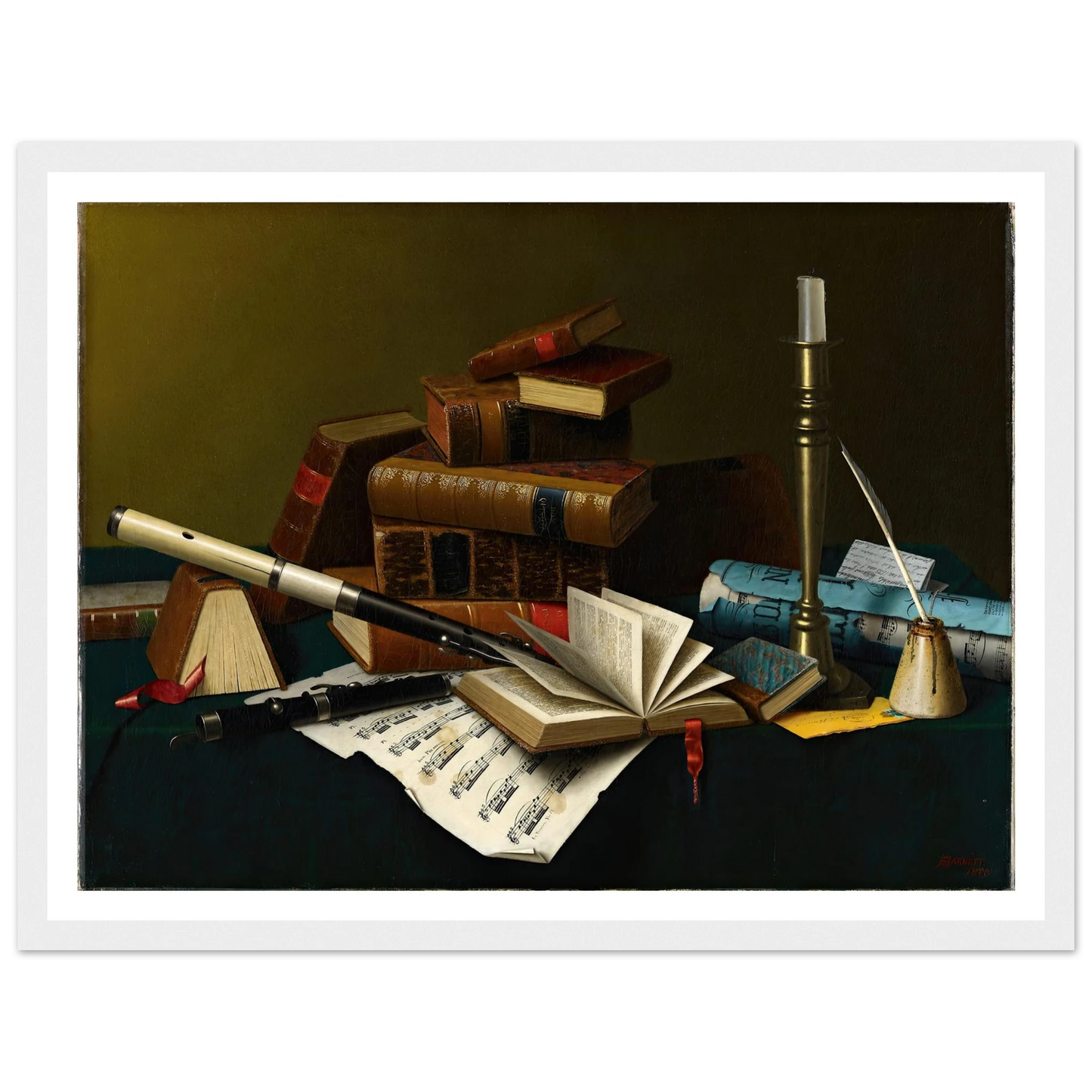 Music and Literature (1878) Art Print | William Michael Harnett - Framed Poster - 30x40 cm / 12x16″ - Black frame
