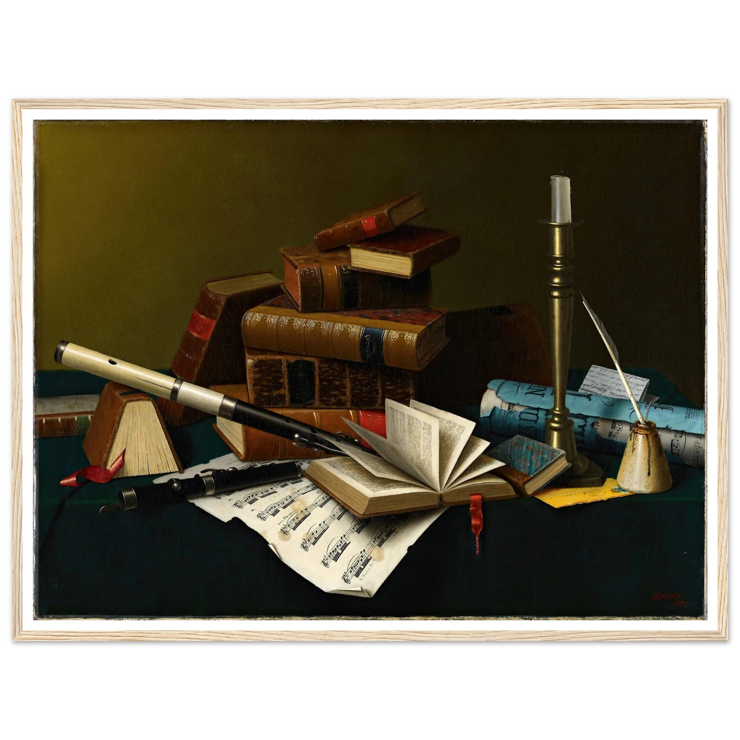 Music and Literature (1878) Art Print | William Michael Harnett - Framed Poster - 30x40 cm / 12x16″ - Black frame
