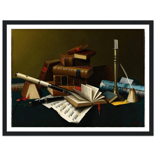 Music and Literature (1878) Art Print | William Michael Harnett - Framed Poster - 30x40 cm / 12x16″ - Black frame