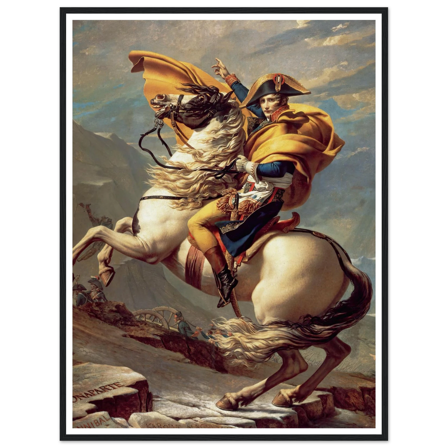 Napoleon Crossing The Alps (1800) Art Print | Jacques Louis David - Framed Poster - 30x40 cm / 12x16″ - Black frame