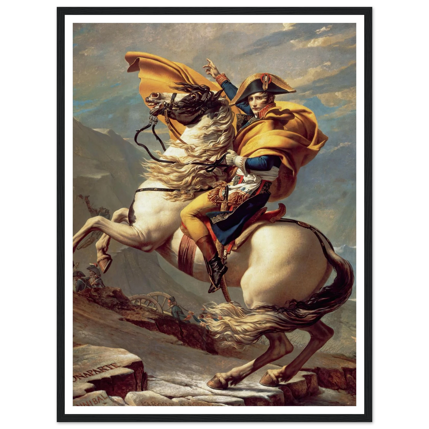 Napoleon Crossing The Alps (1800) Art Print | Jacques Louis David - Framed Poster - 30x40 cm / 12x16″ - Black frame