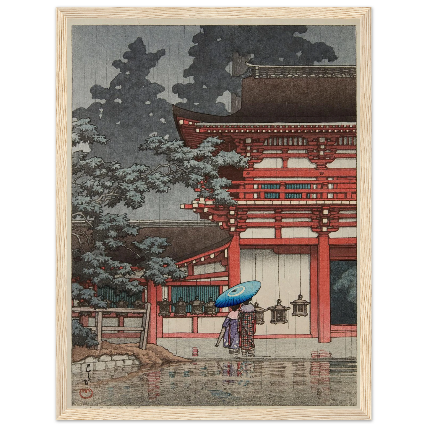 Nara Kasuga jinja (Kasuga Shrine, Nara) (1933) Art Print | Kawase Hasui - Framed Poster - 30x40 cm / 12x16″ - Black frame