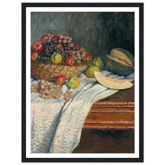 Nature morte au melon d’Espagne (1879) Art Print | Claude Monet - Framed Poster - 30x40 cm / 12x16″ - Black frame