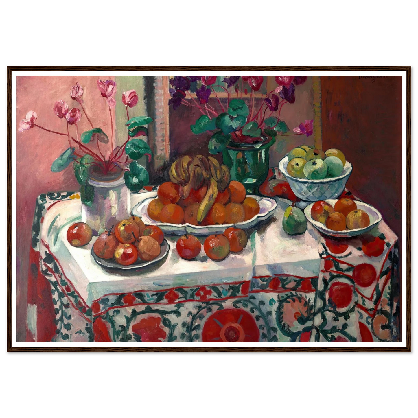 Nature morte aux cyclamens (1912) Art Print | Henri Manguin - Framed Poster - 30x40 cm / 12x16″ - Black frame