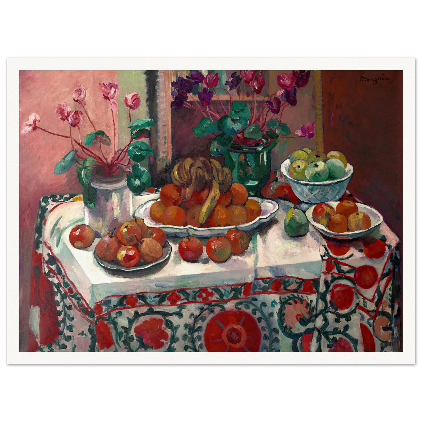 Nature morte aux cyclamens (1912) Art Print | Henri Manguin - Framed Poster - 30x40 cm / 12x16″ - Black frame