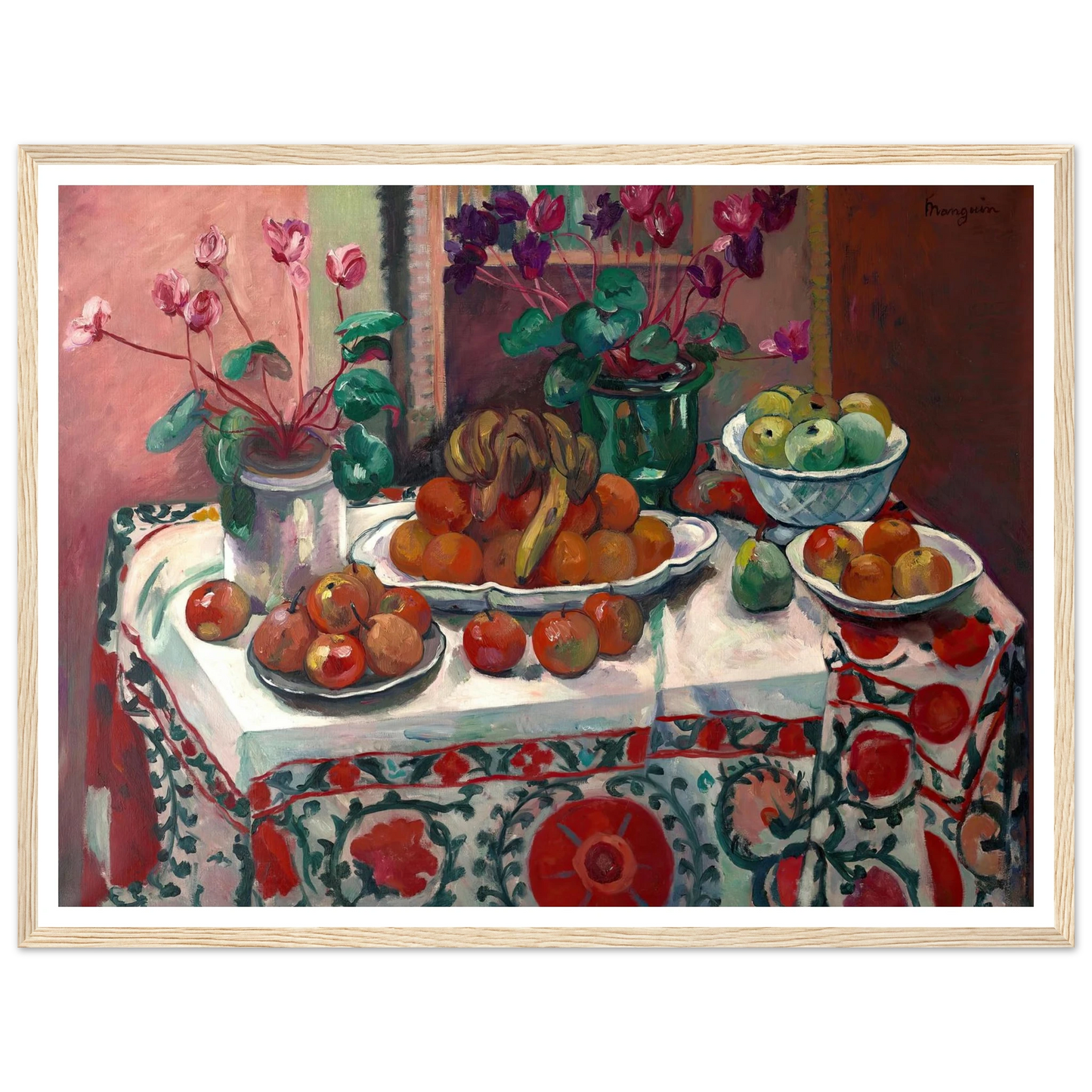 Nature morte aux cyclamens (1912) Art Print | Henri Manguin - Framed Poster - 30x40 cm / 12x16″ - Black frame