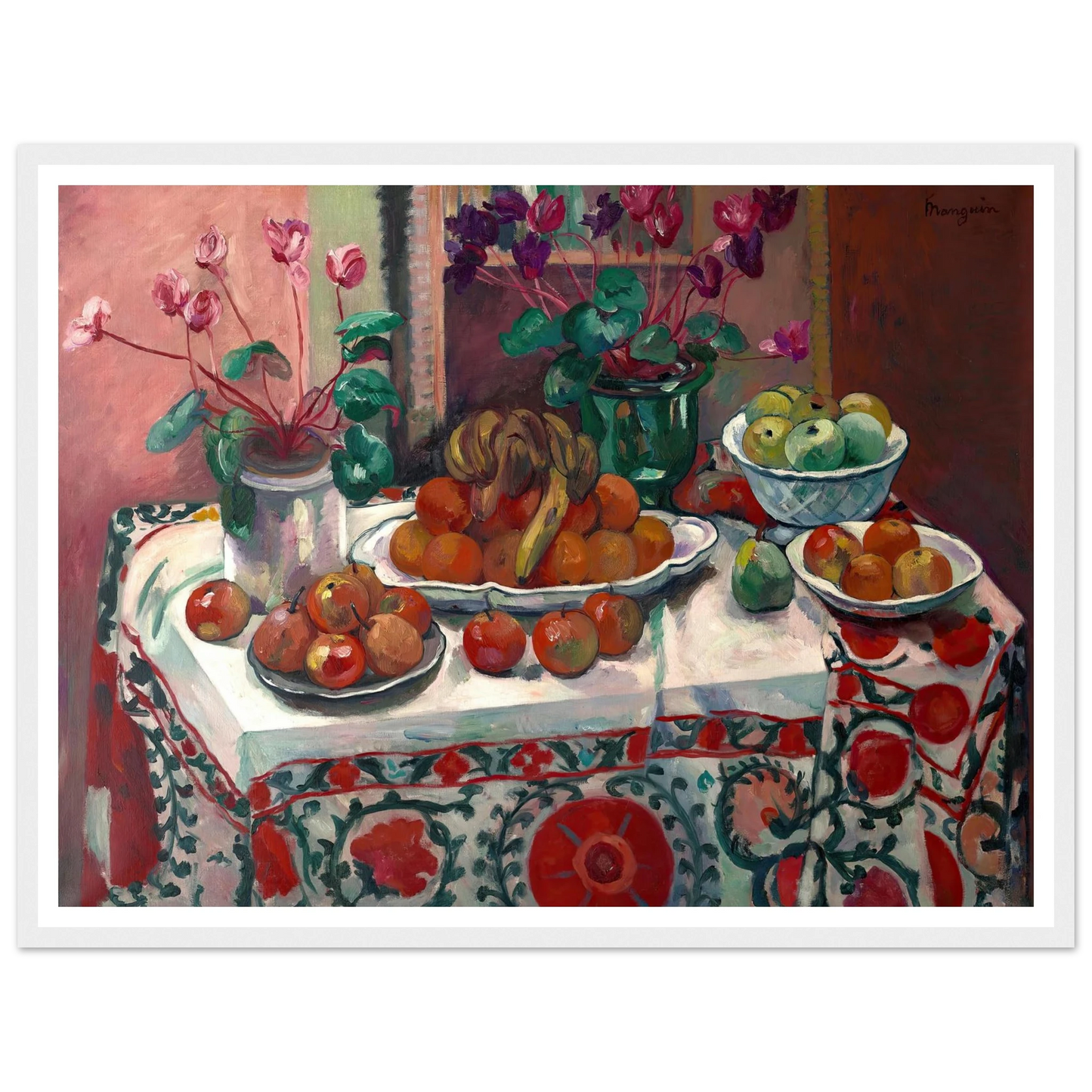 Nature morte aux cyclamens (1912) Art Print | Henri Manguin - Framed Poster - 30x40 cm / 12x16″ - Black frame
