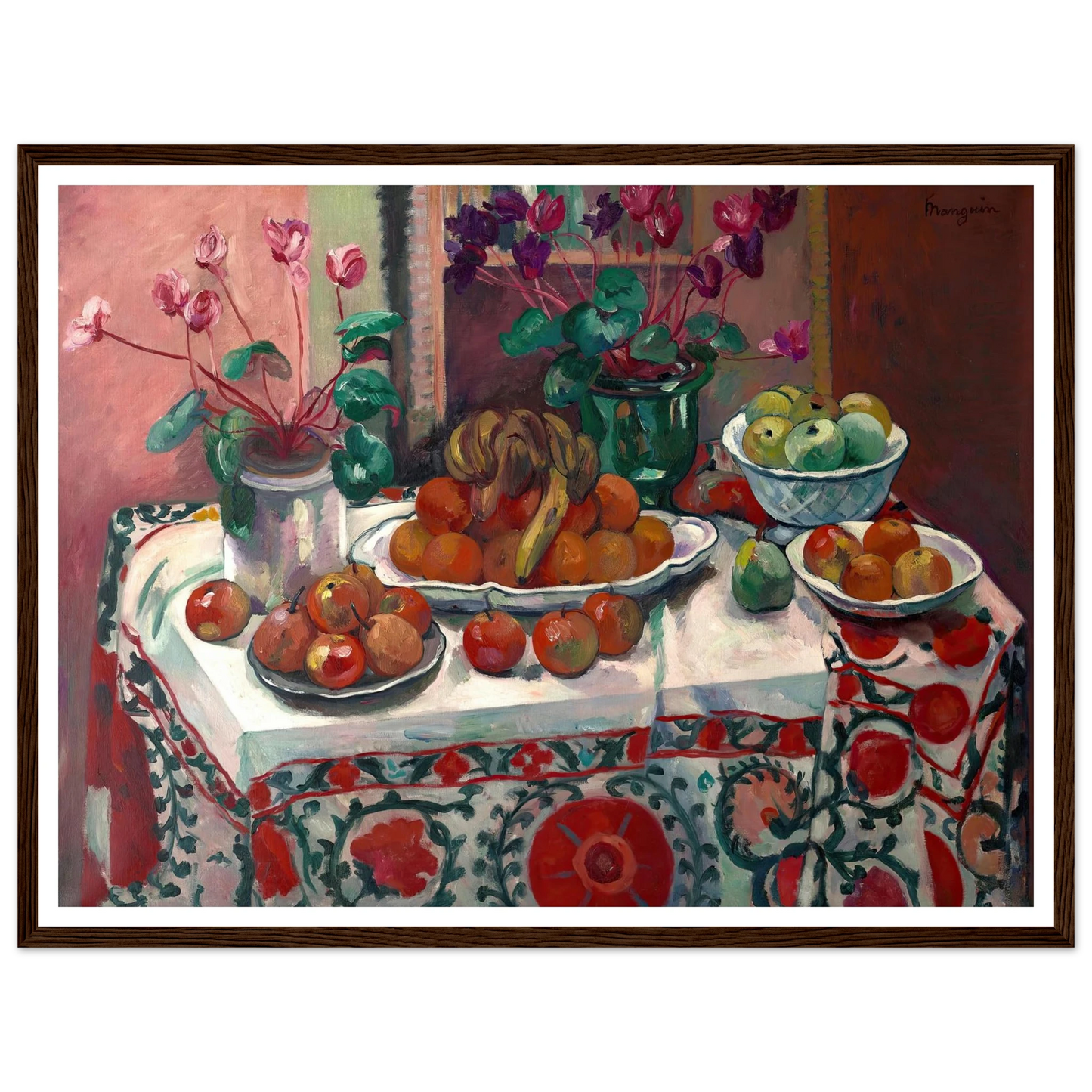 Nature morte aux cyclamens (1912) Art Print | Henri Manguin - Framed Poster - 30x40 cm / 12x16″ - Black frame