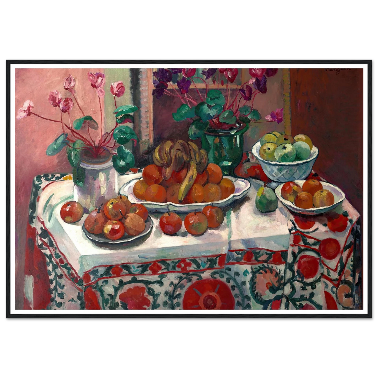 Nature morte aux cyclamens (1912) Art Print | Henri Manguin - Framed Poster - 30x40 cm / 12x16″ - Black frame