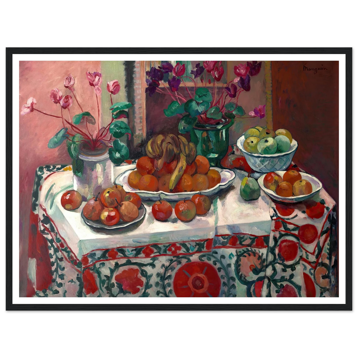 Nature morte aux cyclamens (1912) Art Print | Henri Manguin - Framed Poster - 30x40 cm / 12x16″ - Black frame