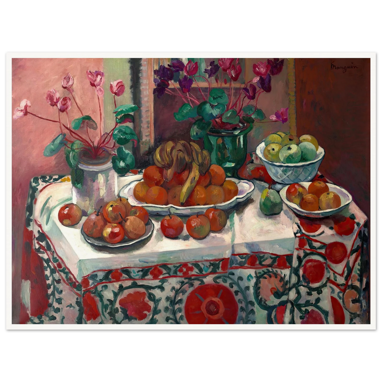 Nature morte aux cyclamens (1912) Art Print | Henri Manguin - Framed Poster - 30x40 cm / 12x16″ - Black frame