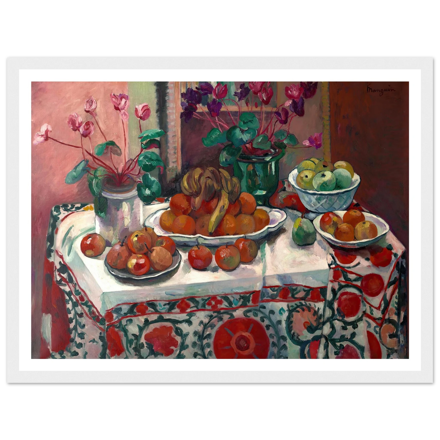 Nature morte aux cyclamens (1912) Art Print | Henri Manguin - Framed Poster - 30x40 cm / 12x16″ - Black frame