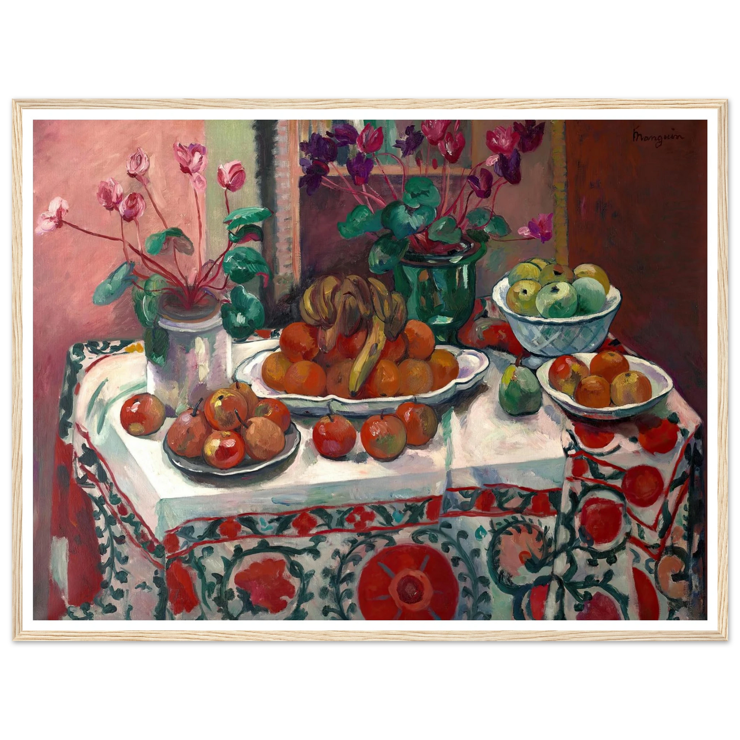 Nature morte aux cyclamens (1912) Art Print | Henri Manguin - Framed Poster - 30x40 cm / 12x16″ - Black frame
