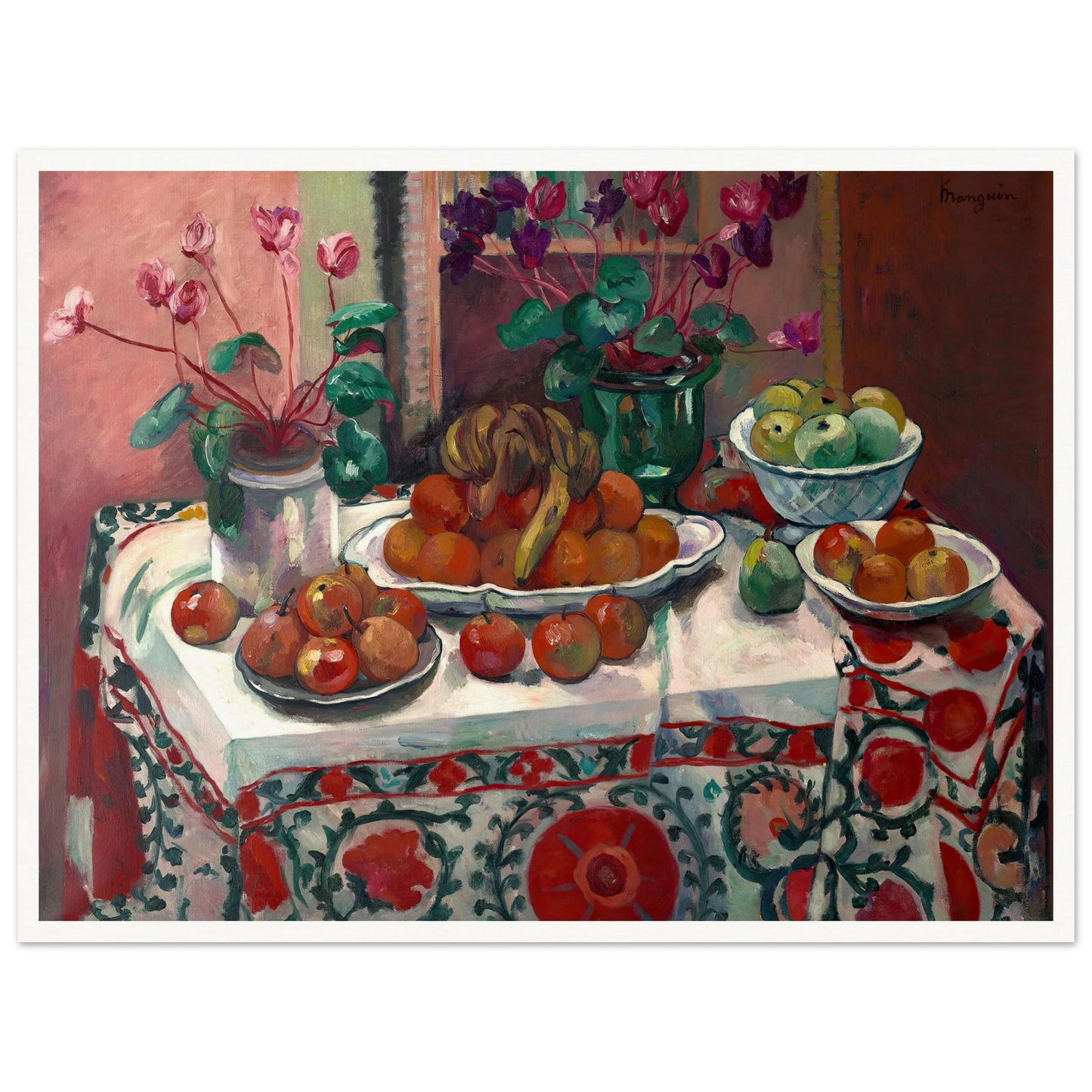 Nature morte aux cyclamens (1912) Art Print | Henri Manguin - Framed Poster - 30x40 cm / 12x16″ - Black frame