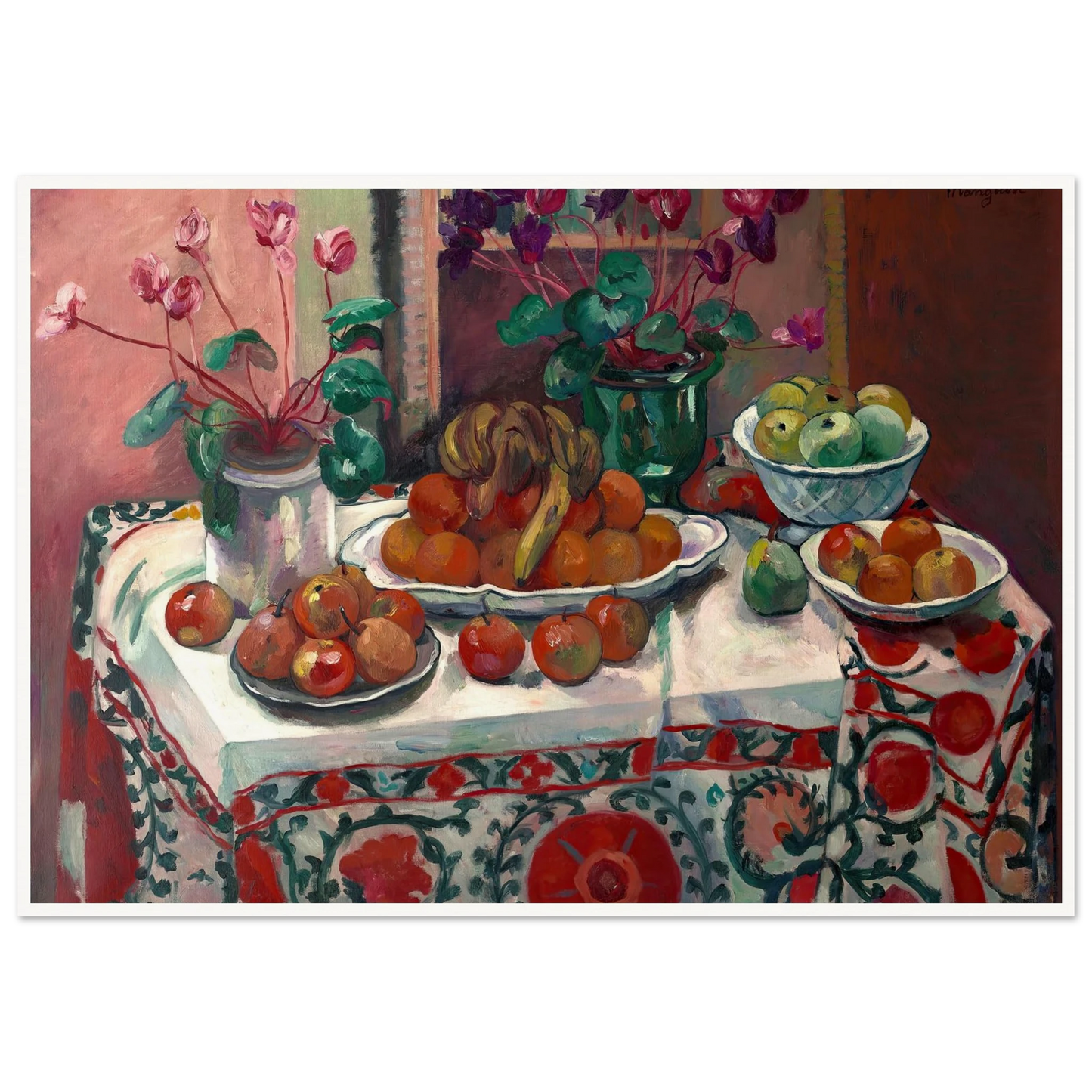 Nature morte aux cyclamens (1912) Art Print | Henri Manguin - Framed Poster - 30x40 cm / 12x16″ - Black frame