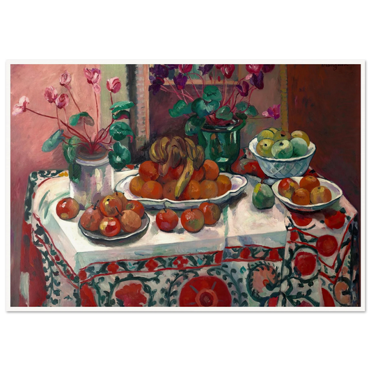 Nature morte aux cyclamens (1912) Art Print | Henri Manguin - Framed Poster - 30x40 cm / 12x16″ - Black frame