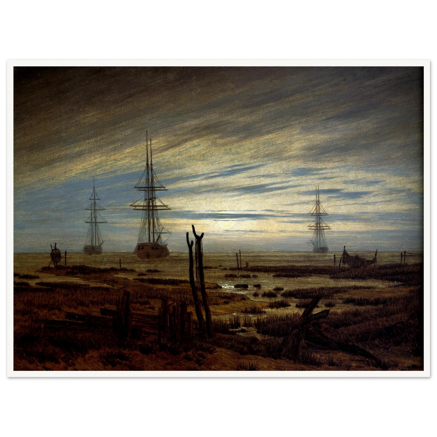 Navires à l'ancre Huile sur toile (1815) Art Print | Caspar David Friedrich - Framed Poster - 30x40 cm / 12x16″ - Black frame