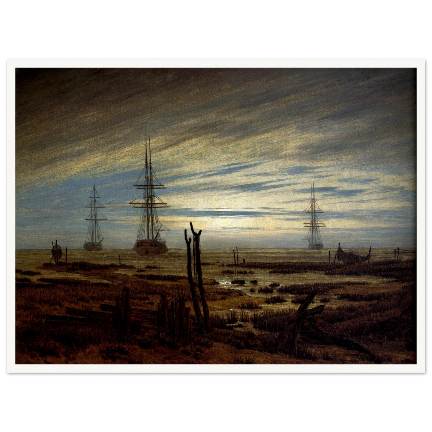 Navires à l'ancre Huile sur toile (1815) Art Print | Caspar David Friedrich - Framed Poster - 30x40 cm / 12x16″ - Black frame