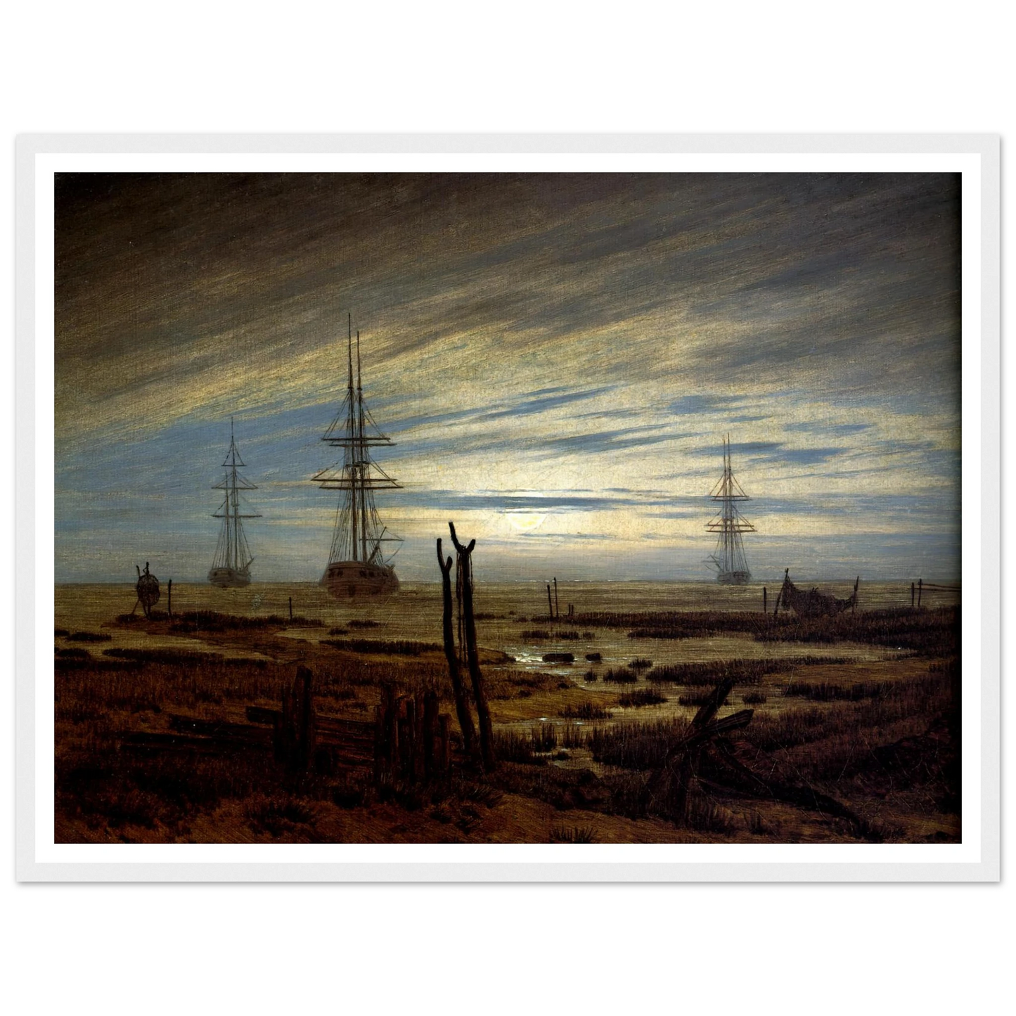 Navires à l'ancre Huile sur toile (1815) Art Print | Caspar David Friedrich - Framed Poster - 30x40 cm / 12x16″ - Black frame