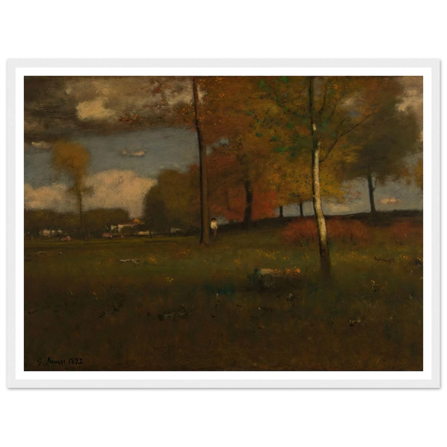 Near the Village, October (1892) Art Print | George Inness - Framed Poster - 30x40 cm / 12x16″ - Black frame