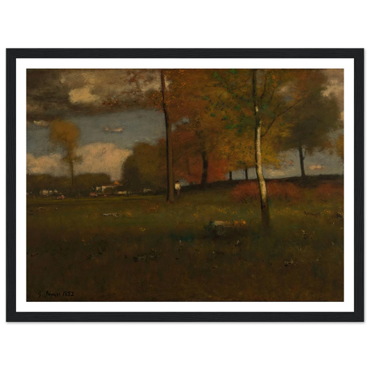 Near the Village, October (1892) Art Print | George Inness - Framed Poster - 30x40 cm / 12x16″ - Black frame