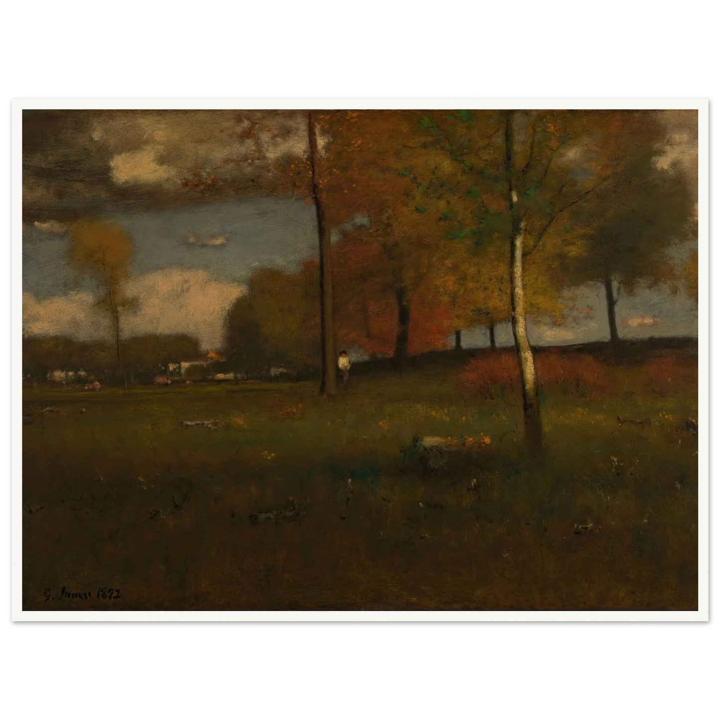 Near the Village, October (1892) Art Print | George Inness - Framed Poster - 30x40 cm / 12x16″ - Black frame