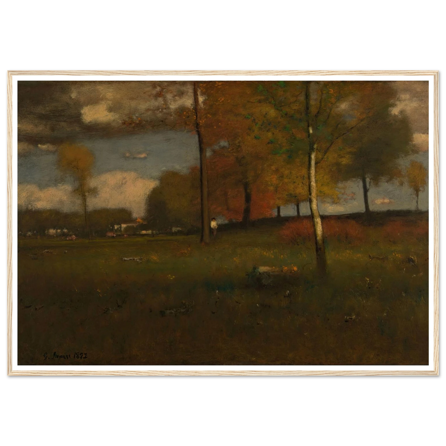 Near the Village, October (1892) Art Print | George Inness - Framed Poster - 30x40 cm / 12x16″ - Black frame