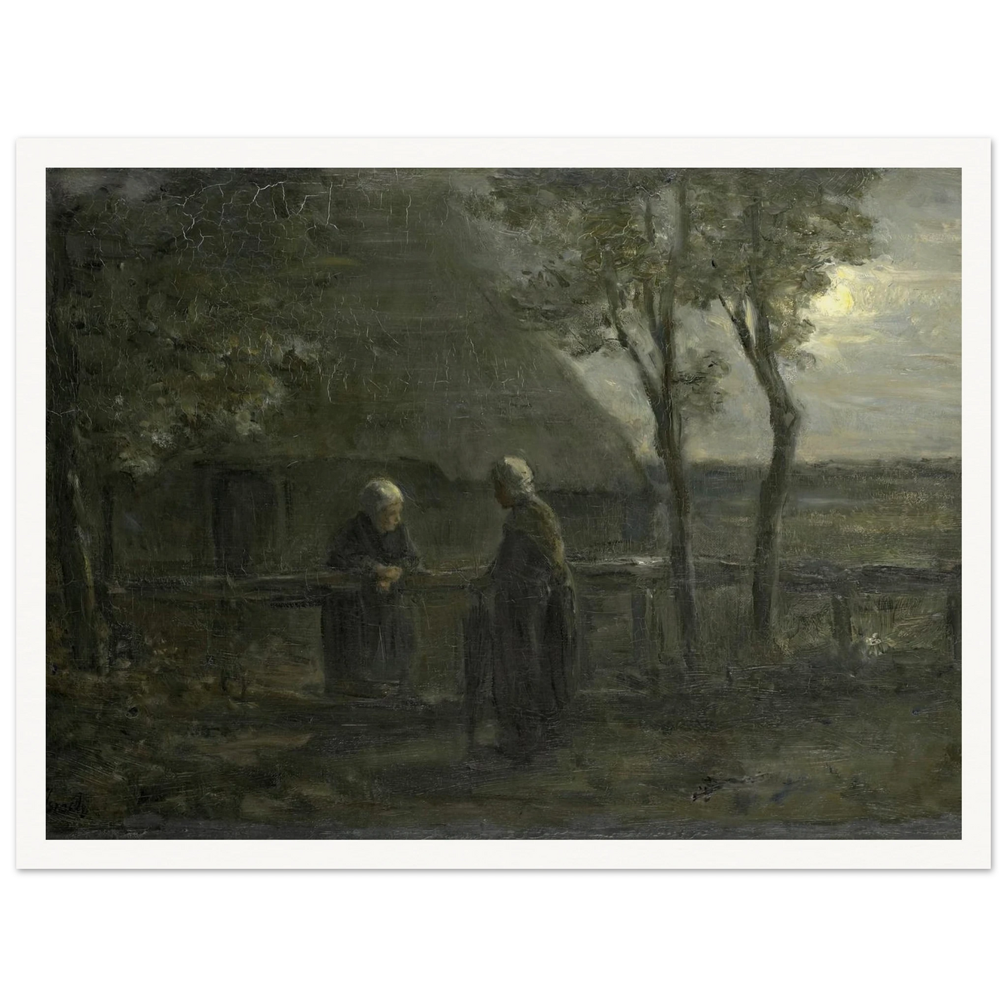‘Neighborly Gossip’ (1897) Art Print | Jozef Israels - Framed Poster - 30x40 cm / 12x16″ - Black frame