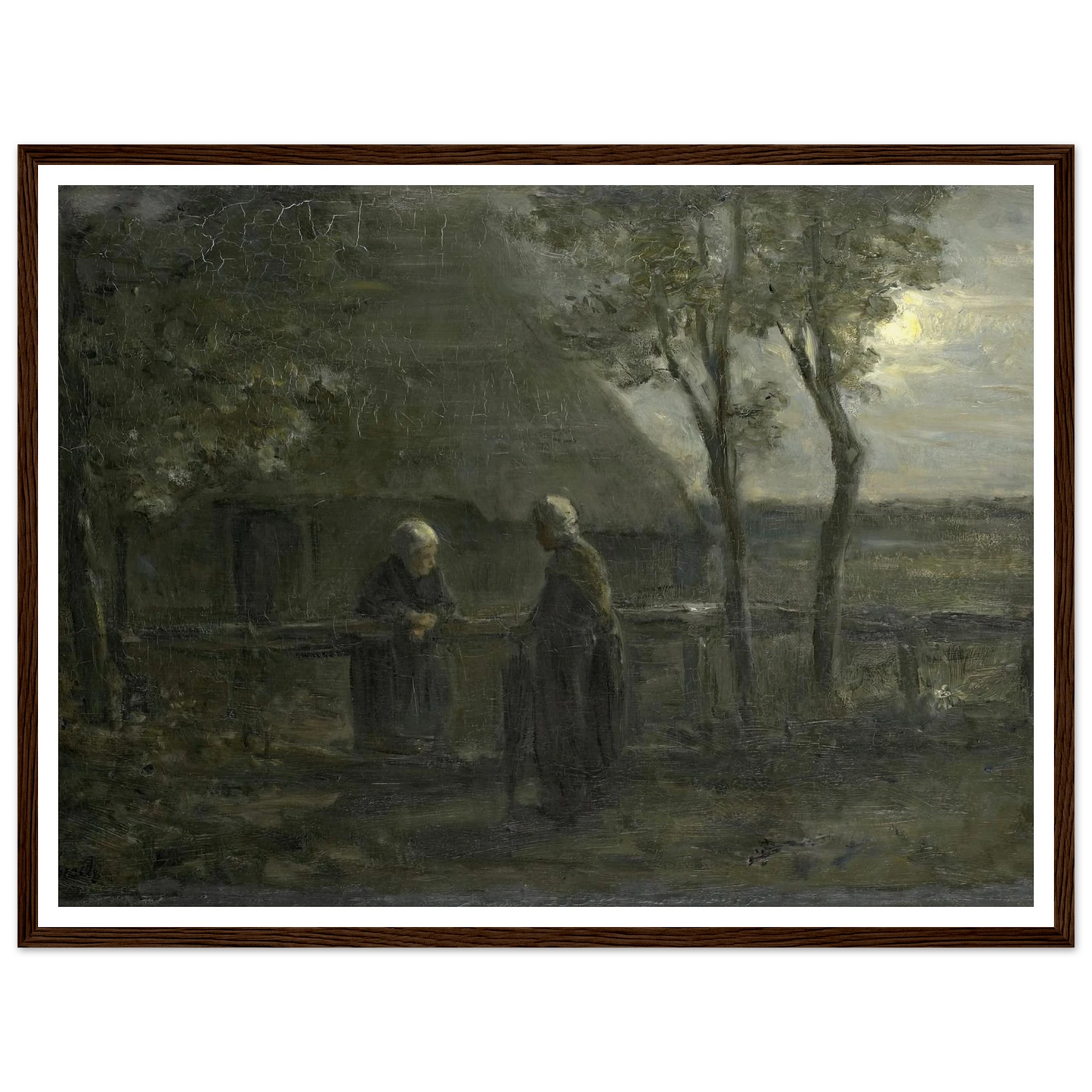 ‘Neighborly Gossip’ (1897) Art Print | Jozef Israels - Framed Poster - 30x40 cm / 12x16″ - Black frame