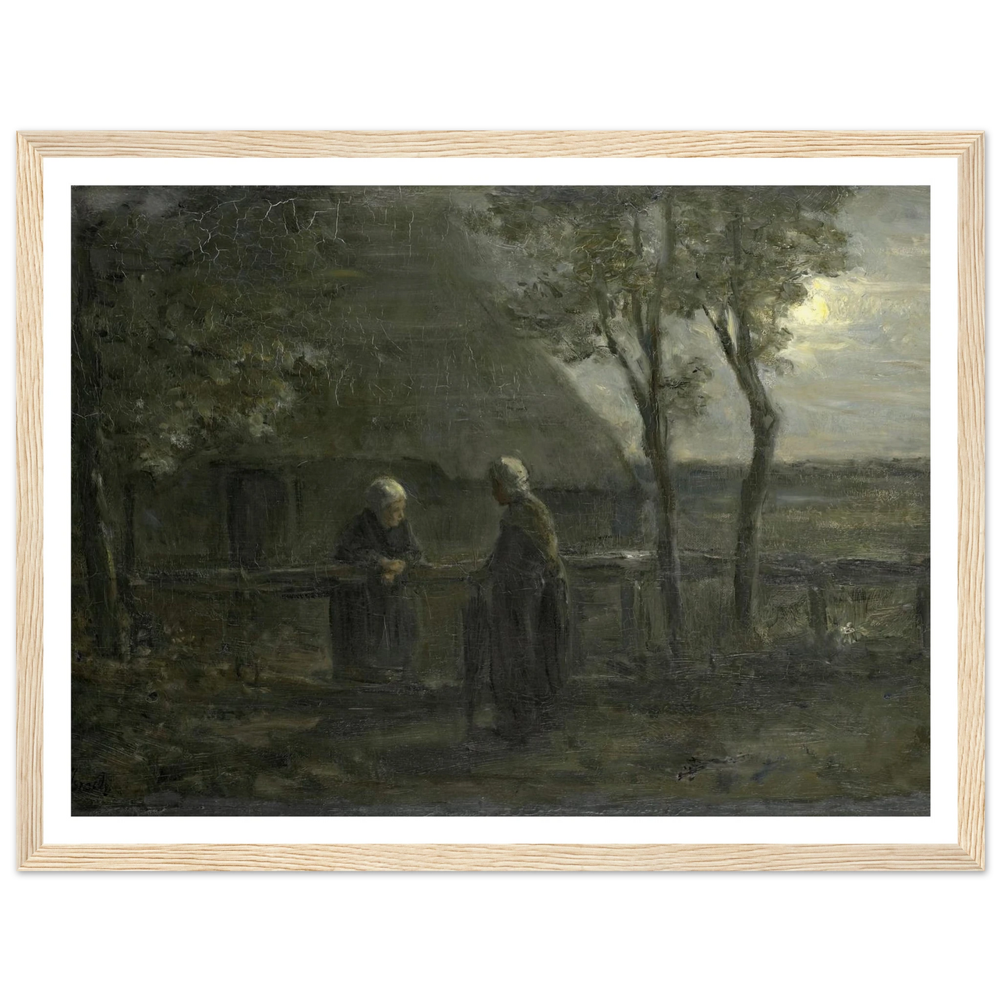 ‘Neighborly Gossip’ (1897) Art Print | Jozef Israels - Framed Poster - 30x40 cm / 12x16″ - Black frame