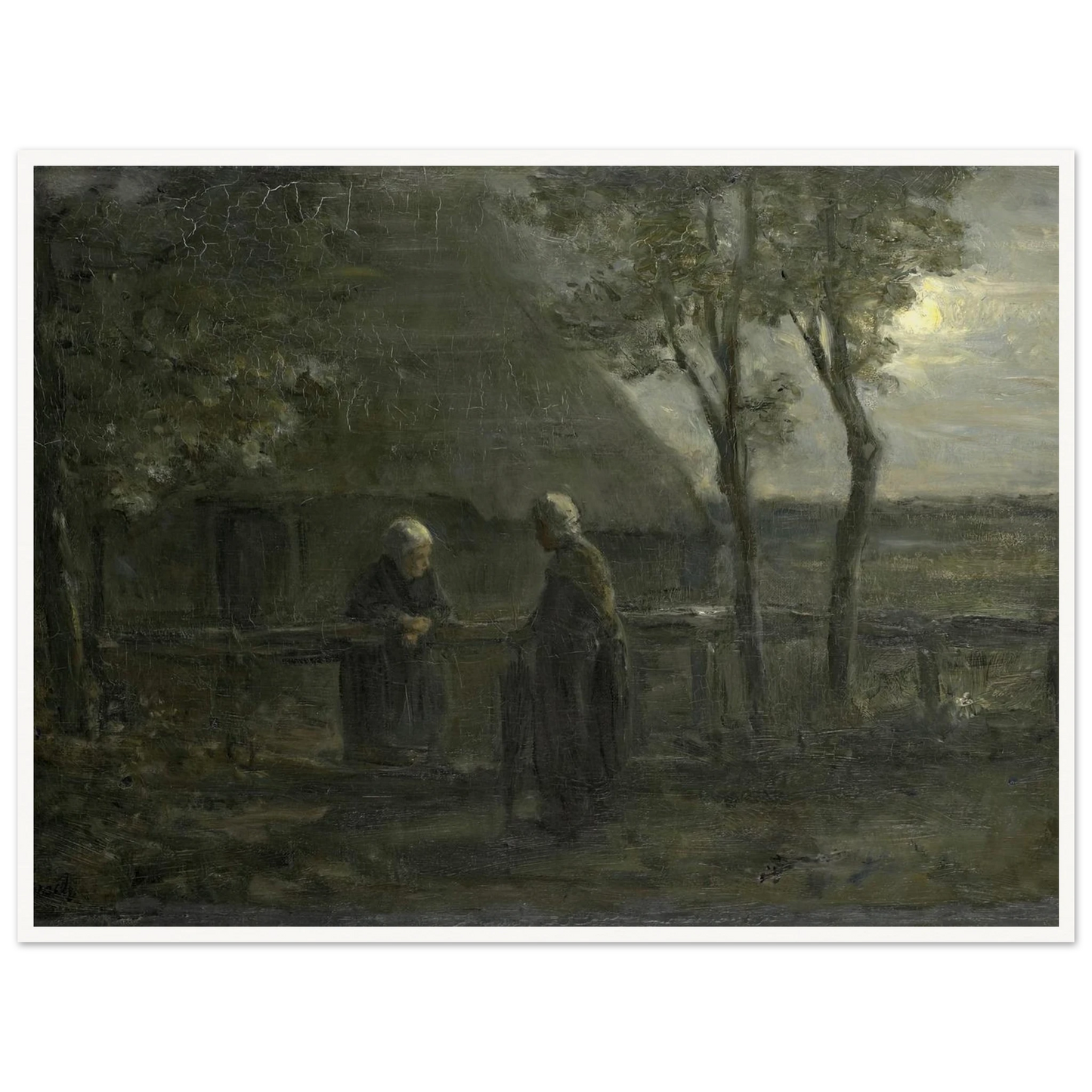 ‘Neighborly Gossip’ (1897) Art Print | Jozef Israels - Framed Poster - 30x40 cm / 12x16″ - Black frame